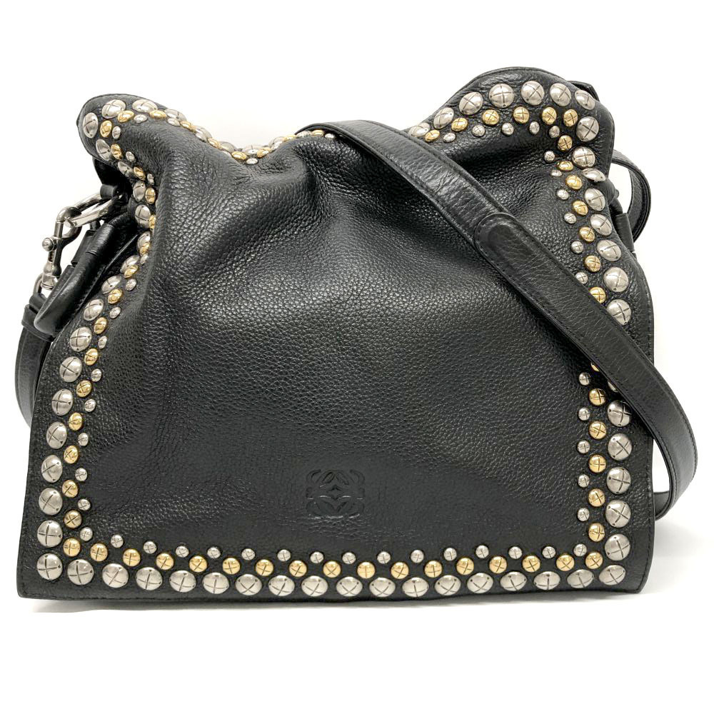Loewe Flamenco Studded Shoulder Bag Black Drawstring Unique - Picture 2 of 9
